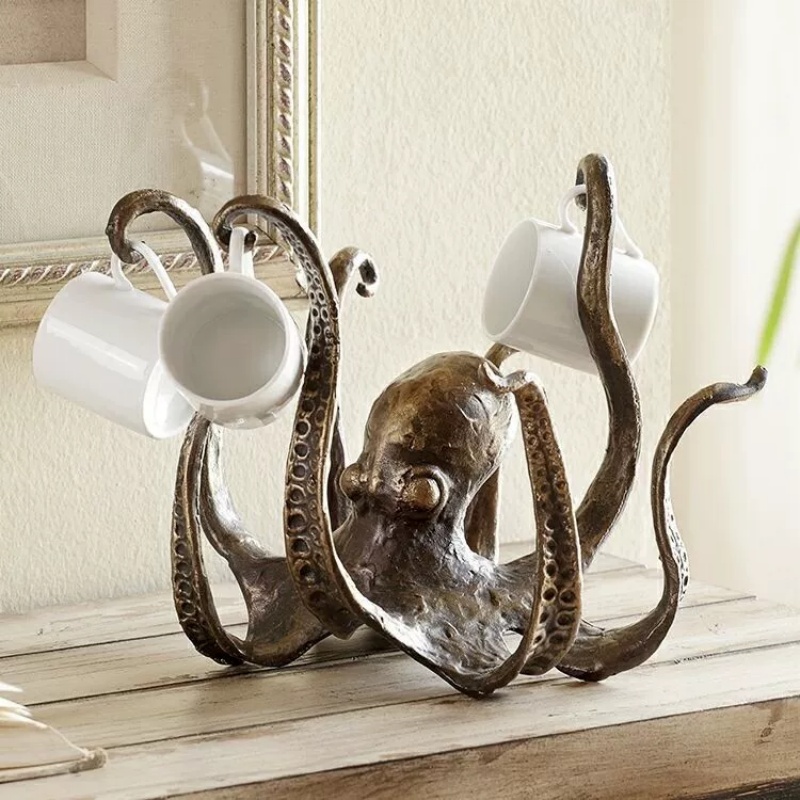 1個入りタコ彫刻カップホルダー、タコ型の樹脂製置物、リビング - Aquarium Decor のレビューと価格