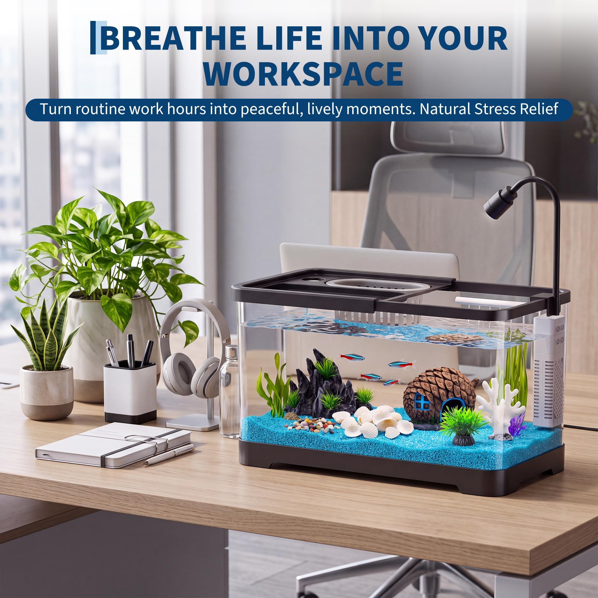 金魚、エビ、ベタ、ヤドカリ用のフィルターとライト付きプラスチ - Aquarium Fish Betta のレビューと価格