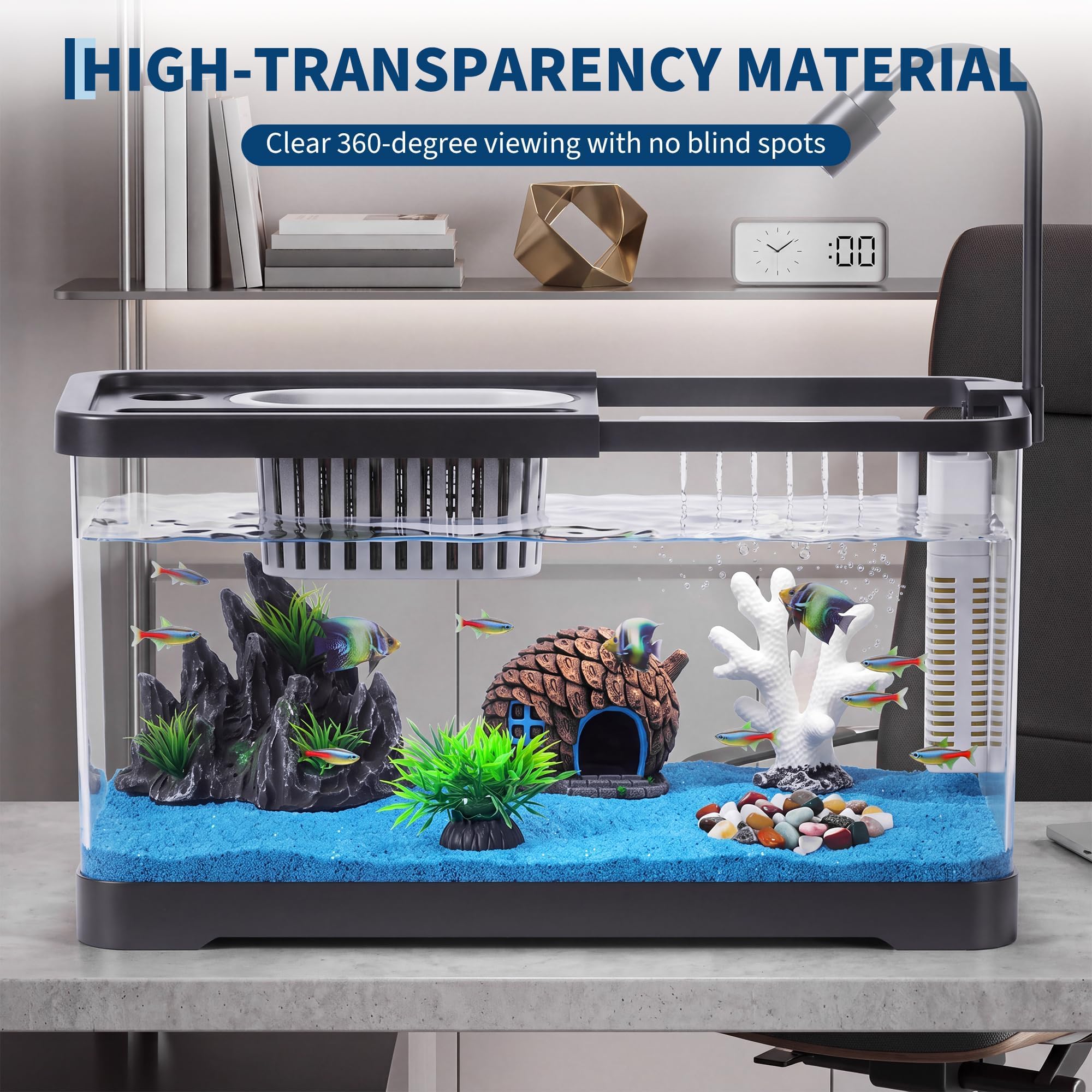 金魚、エビ、ベタ、ヤドカリ用のフィルターとライト付きプラスチ - Aquarium Fish Betta のレビューと価格