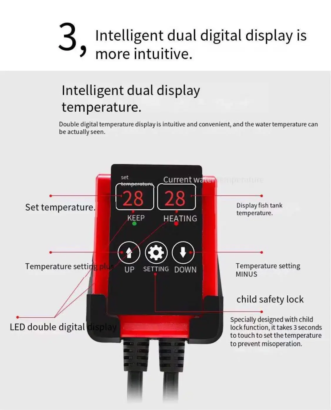 1000W 水槽用水中ヒーター 魚タンク用 LCDディスプレ - Fish Tank Heater のレビューと価格