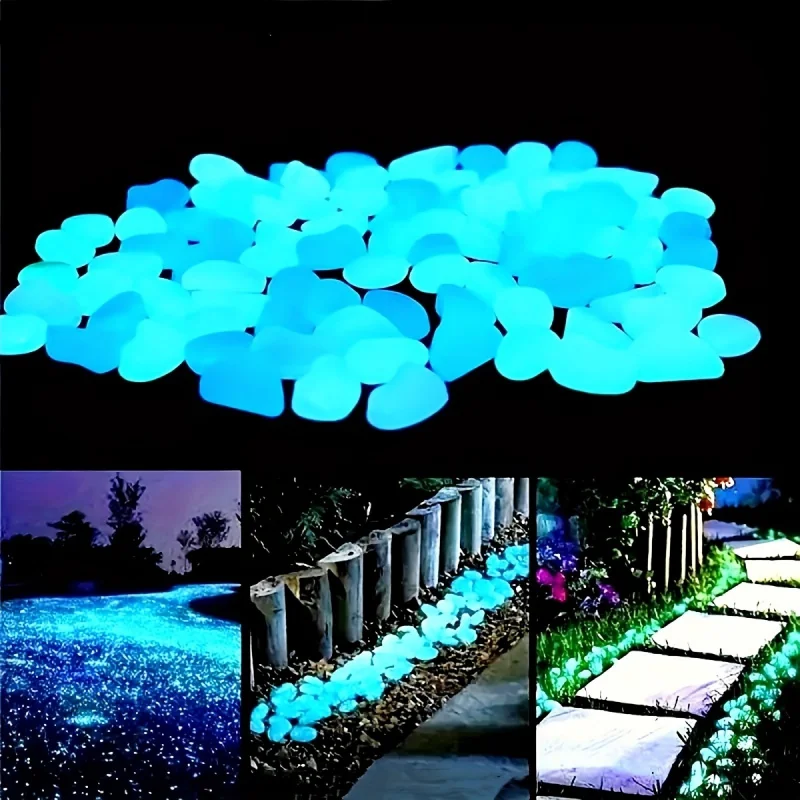 100個入り、暗闇で光る樹脂製の発光石。庭園、小道、鉢植え、 - Aquarium Plants のレビューと価格