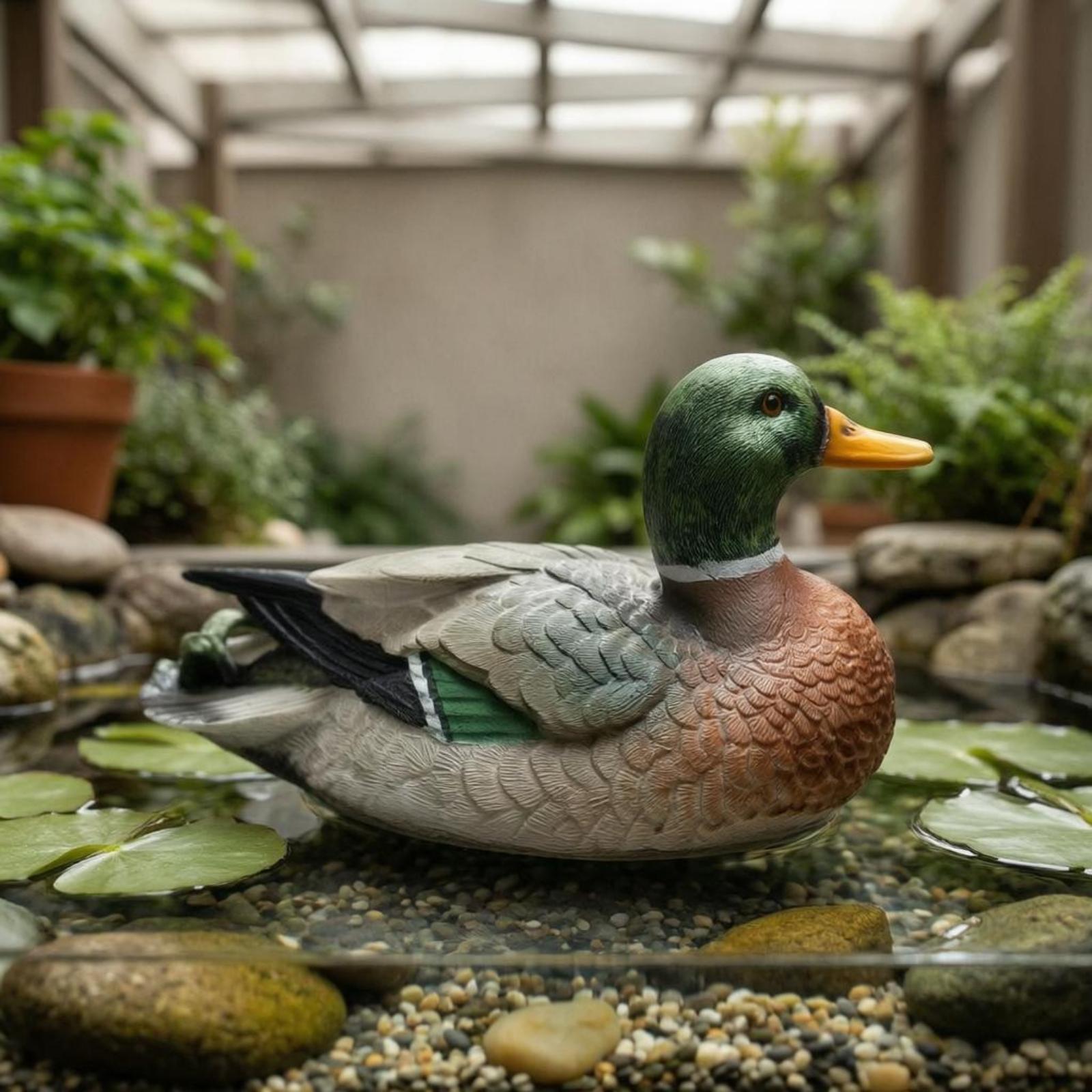 樹脂製の鴨の置物。屋外の池や庭、水槽に浮かべて飾るのに最適な - Aquarium Decor のレビューと価格