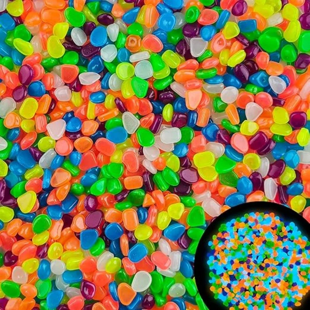 500個の暗闇で光る庭用小石、ガーデニング発光石、屋外装飾、 - Fish Tank Gravel のレビューと価格